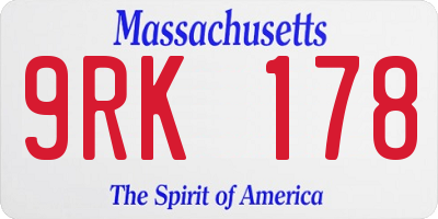 MA license plate 9RK178