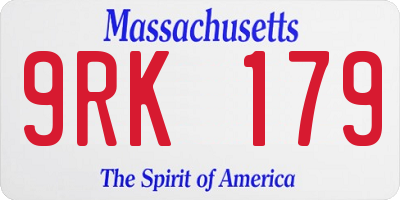 MA license plate 9RK179