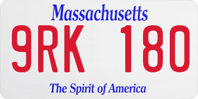 MA license plate 9RK180