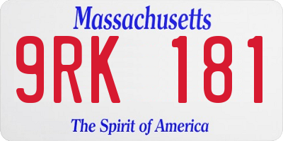 MA license plate 9RK181