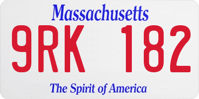 MA license plate 9RK182