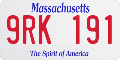 MA license plate 9RK191