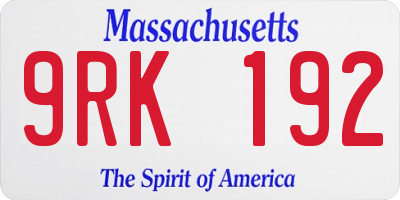 MA license plate 9RK192