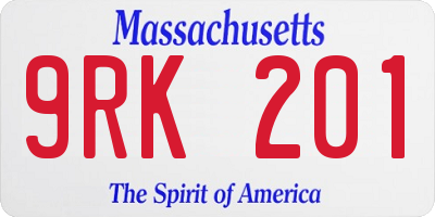 MA license plate 9RK201