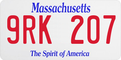 MA license plate 9RK207