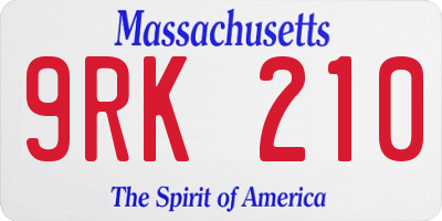MA license plate 9RK210