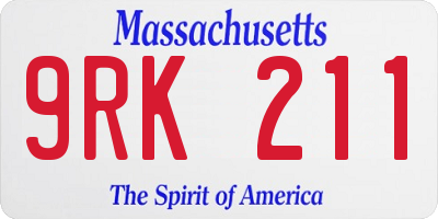 MA license plate 9RK211