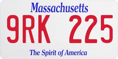 MA license plate 9RK225
