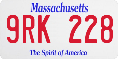MA license plate 9RK228