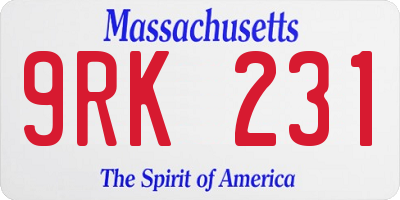 MA license plate 9RK231