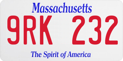 MA license plate 9RK232