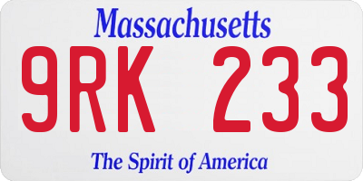MA license plate 9RK233