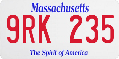MA license plate 9RK235