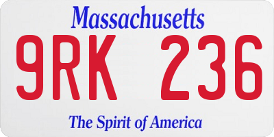 MA license plate 9RK236