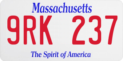 MA license plate 9RK237