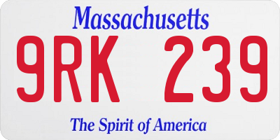 MA license plate 9RK239