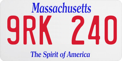MA license plate 9RK240