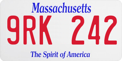 MA license plate 9RK242