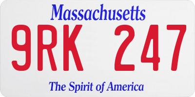 MA license plate 9RK247