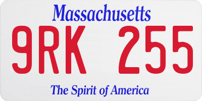 MA license plate 9RK255