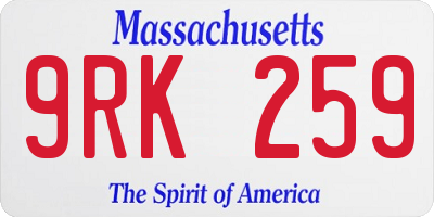 MA license plate 9RK259
