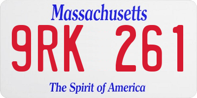 MA license plate 9RK261
