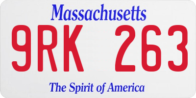 MA license plate 9RK263
