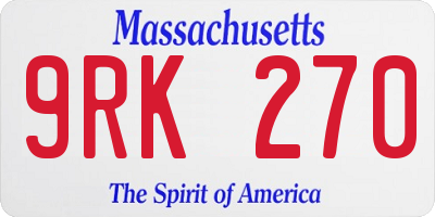 MA license plate 9RK270