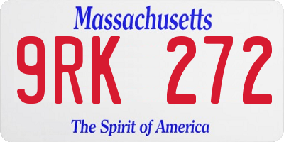 MA license plate 9RK272