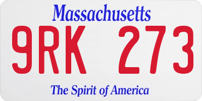 MA license plate 9RK273