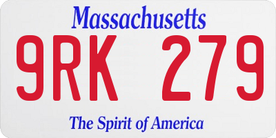 MA license plate 9RK279