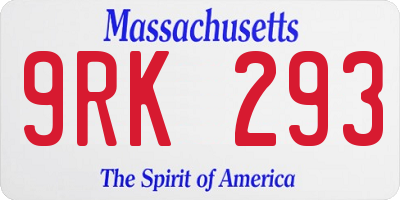 MA license plate 9RK293