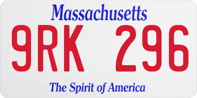 MA license plate 9RK296