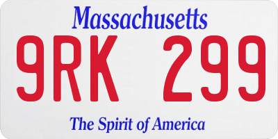 MA license plate 9RK299