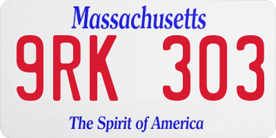 MA license plate 9RK303