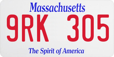 MA license plate 9RK305