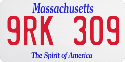 MA license plate 9RK309