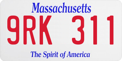 MA license plate 9RK311