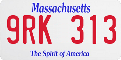 MA license plate 9RK313