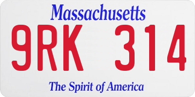 MA license plate 9RK314