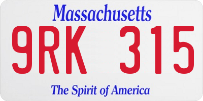 MA license plate 9RK315