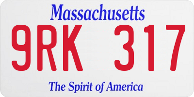 MA license plate 9RK317