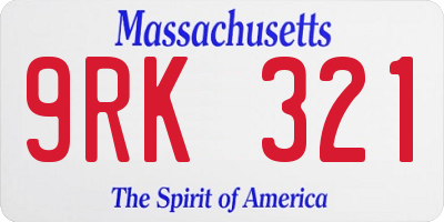 MA license plate 9RK321