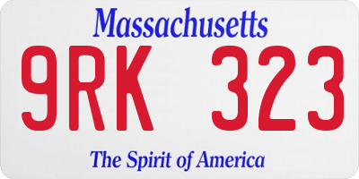 MA license plate 9RK323