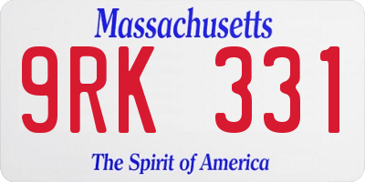 MA license plate 9RK331