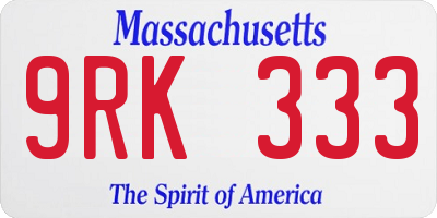 MA license plate 9RK333