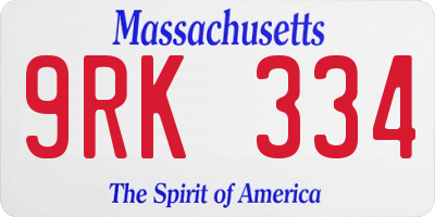 MA license plate 9RK334