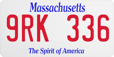MA license plate 9RK336