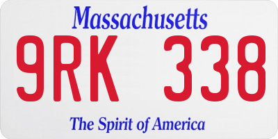 MA license plate 9RK338