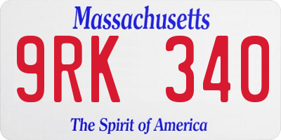 MA license plate 9RK340